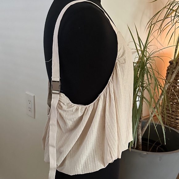 NWT BY ANTHROPOLOGIE SHEER RIBBED BUCKLE BUBBLE TANK  - Large - Picture 8 of 11